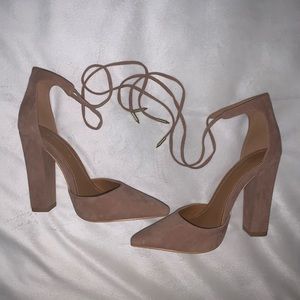 Tan chunky heels